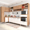 Ver imagem 1 de Cozinha de Canto Modulada Inova 292/120Cm Balcão Pia Cooktop Armário MDP Carvalho Branco - ClickLar