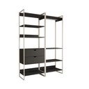 Ver imagem 2 de Guarda Roupa Aberto Industrial Casal 2 Módulos Preto Cabideiro com Gavetas Ferro Branco
