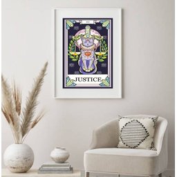 Quadro Decorativo Carta Tarot Justiça Gato - 60x48cm:madeira Preta - 2