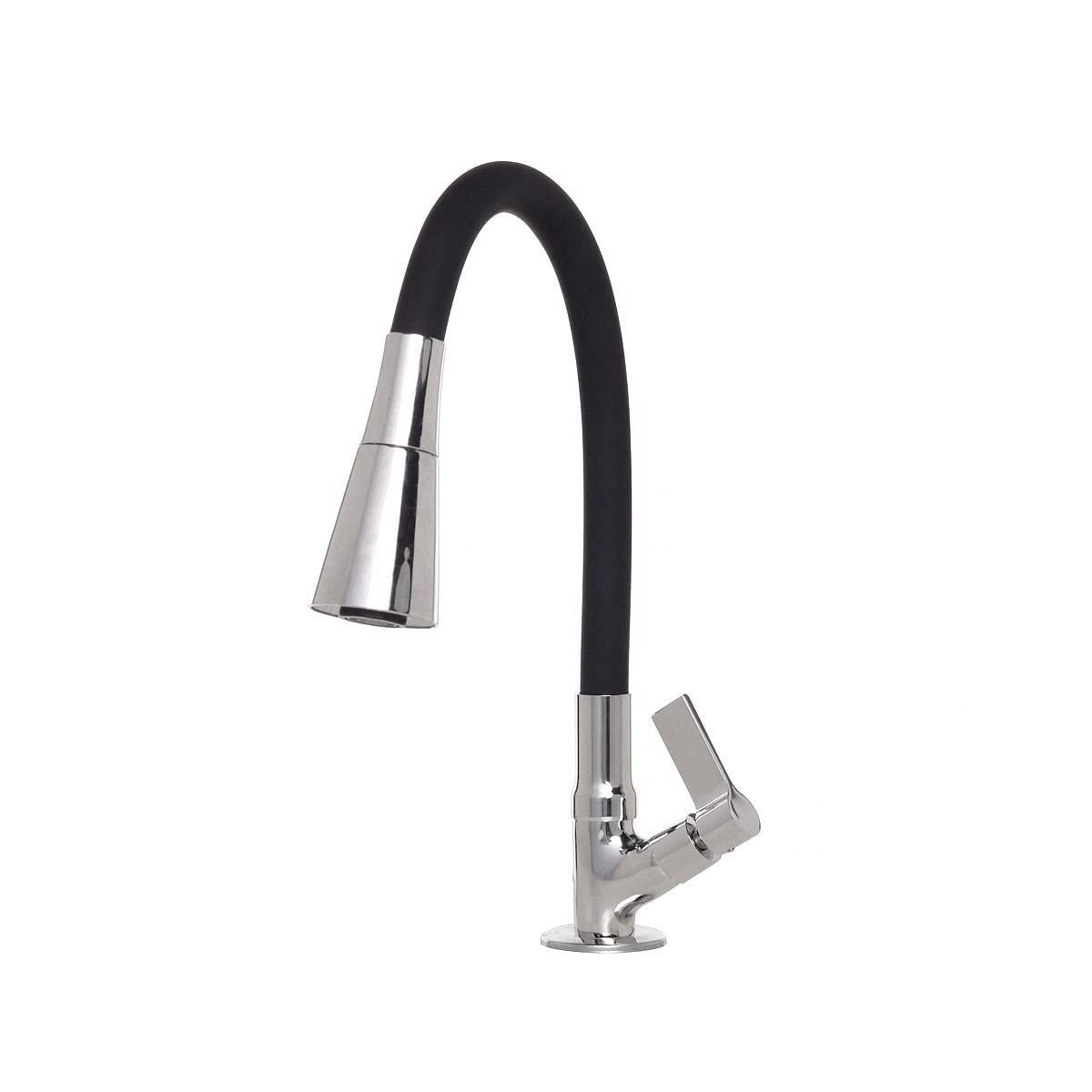 Torneira Flexível Bancada Cozinha Cone Duplo Jato Preto/cromado Casagrande Mundial - 1