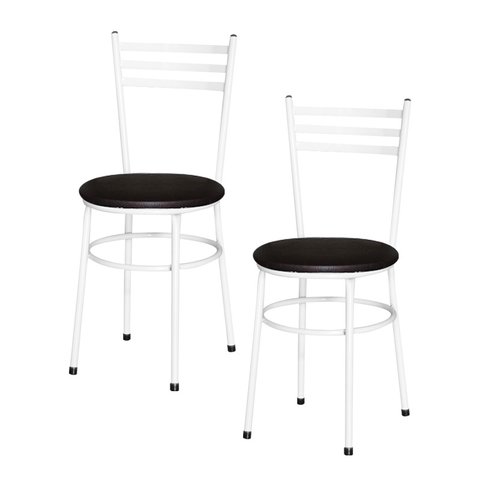 2 Cadeiras para Mesa Epoxi Branca:marrom