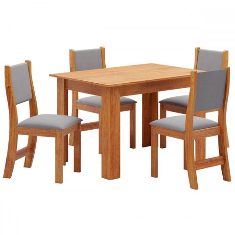 Mesa de Jantar 4 Lugares Neide Mel/veludo Cinza - Pnr Móveis