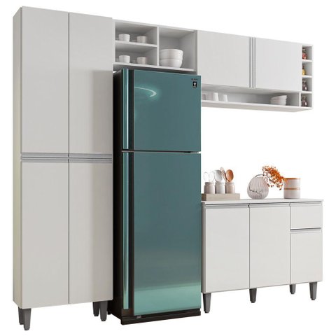 Cozinha Modulada Completa Vanessa 5 Peças 230cm Branco - Desk Design
