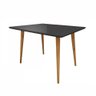 Mesa De Jantar Redonda Com Vidro Laila 135x90 Cm Pés Retrô Castanho Cor Preto - 1