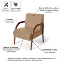 Ver imagem 2 de Poltrona para Sala Decorativa Estofada Base Madeira Maciça Duda Cor Bege