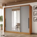 Ver imagem 1 de Guarda Roupa Casal 220cm 3 Portas de Correr com Espelho 240854 Valência Politorno Móveis