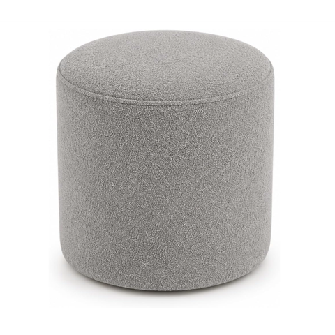 Puff Decorativo Redondo Boucle Cinza Orgânico 36x34 cm