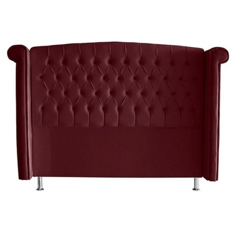 Cabeceira de Cama Box Luxo Casal 140 Cm Suede Bordo do Lar Móveis