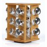 Porta Temperos giratório de bambu com 12 potes de vidro - 1