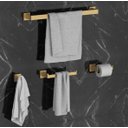 Ver imagem 1 de Kit Acessórios Banheiro Lavabo Luxo Ouro Escovado