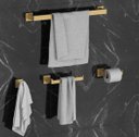 Ver imagem 1 de Kit Acessórios Banheiro Lavabo Luxo Ouro Escovado