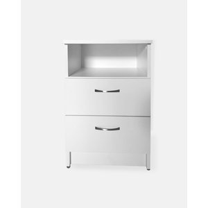 Mesa de Cabeceira 2 Gavetas + Compartimento Secreto - Branco