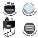 Ver imagem 4 de Kit 2 Mesas Cabeceira Industrial 40cm Preto Gavetas e Nicho Base Metal Preta Lateral Cama