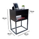 Ver imagem 2 de Kit 2 Mesas Cabeceira Industrial 40cm Preto Gavetas e Nicho Base Metal Preta Lateral Cama