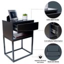 Ver imagem 3 de Kit 2 Mesas Cabeceira Industrial 40cm Preto Gavetas e Nicho Base Metal Preta Lateral Cama