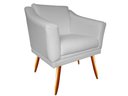 Ver imagem 3 de Kit 2 Poltronas Decorativa Agatha Couro Branco Pés Madeira Mz Decor