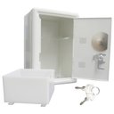 Ver imagem 1 de Cofre com Segredo e Chave Cofrinho Mecanico Metalico Branco (Ll80430)