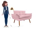 Ver imagem 2 de Namoradeira Decorativa para Sala de Estar Opala Suede Rosê - Montanaris Decor