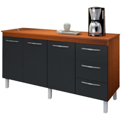 Balcao Com Tampo 160cm 9140X9320 Savana Preto Mobbs