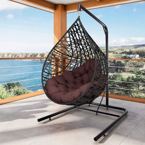Cadeira Balanço Ninho Suspenso Gota Tramado com Suporte e Almofada Impermeável Acesse Móveis