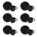 Ver imagem 1 de Conjunto de Xícara de Chá Empilhável com Pires 06 Peças Linhas Preto Matte Porto Brasil