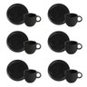 Conjunto de Xícara de Chá Empilhável com Pires 06 Peças Linhas Preto Matte Porto Brasil - 1