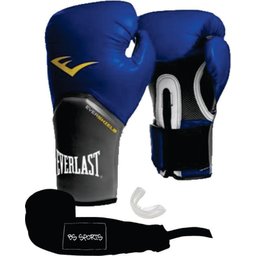 Kit Luva Everlast Pro Style Elite Azul 14oz Bandagem/Bucal - 1 Kit Luva Everlast Pro Style Elite Azul 14oz Bandagem/Bucal - 1
