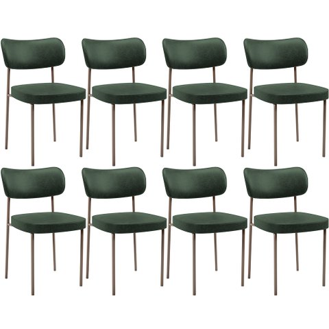 Kit 08 Cadeiras Estofadas para Sala de Jantar Melina Base Arena L02 Couríssimo Verde Musgo - Lyam de