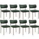 Ver imagem 1 de Kit 08 Cadeiras Estofadas para Sala de Jantar Melina Base Arena L02 Couríssimo Verde Musgo - Lyam de