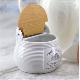 Saleiro de Parede de Cerâmica com Tampa de Bambu Sweet Home 10cm X 7,5cm X 13cm -lyor - 3