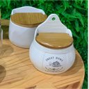 Ver imagem 4 de Saleiro de Parede de Cerâmica com Tampa de Bambu Sweet Home 10cm X 7,5cm X 13cm -lyor