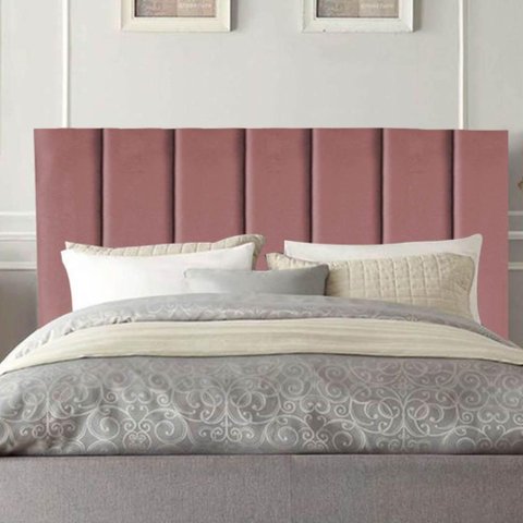 Cabeceira Cama Casal Queen Size 160 Cm Luana Veludo e Frame Rosé