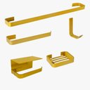 Ver imagem 1 de Kit Acessório para Banheiro Dourado 5 Peças Suporte Celular