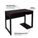 Ver imagem 3 de Mesa Gamer com 2 Nichos - Preto/Vermelho