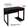 Mesa Gamer com 2 Nichos - Preto/Vermelho - 3