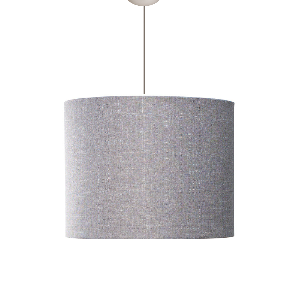 Lustre Pendentre de Linho Iluminação Sala Quarto Luxo:cinza Claro/fio Branco