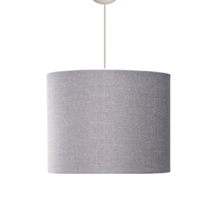 Lustre Pendentre de Linho Iluminação Sala Quarto Luxo:cinza Claro/fio Branco