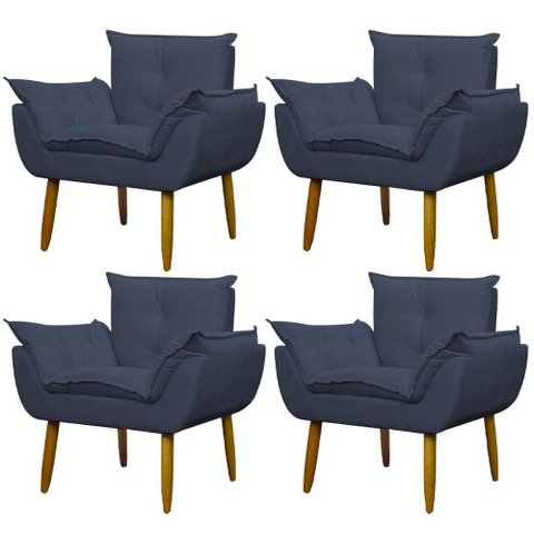 Kit 4 Poltronas para Descanço Sala Opala