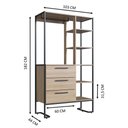 Ver imagem 3 de Conjunto Quarto Industrial 4PÇS Closet Sapateira Cômoda Mesa de Cabeceira Marrom e Preto