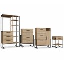 Ver imagem 1 de Conjunto Quarto Industrial 4PÇS Closet Sapateira Cômoda Mesa de Cabeceira Marrom e Preto
