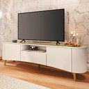 Ver imagem 1 de Rack para Sala de Estar TV 80 pol Orgânico 201cm Martina B01 Off White Champanhe - Lyam Decor