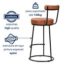 Ver imagem 2 de Kit 04 Banquetas Alta para Cozinha Área Gourmet Miami Couríssimo Amarula - Desk Design
