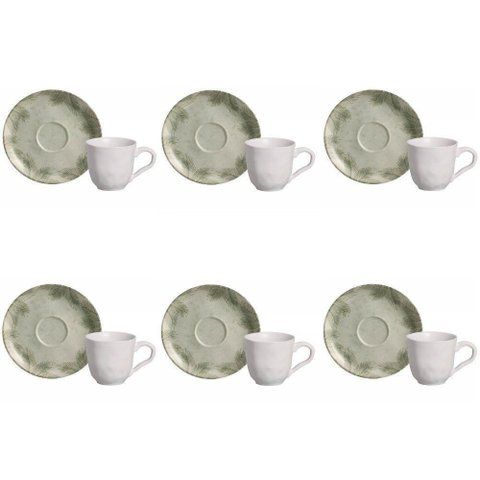 Conjunto de Xícara de Cafezinho com Pires 06 Peças Bio Tropicália Porto Brasil