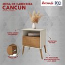 Ver imagem 3 de Mesa de Cabeceira Cancun Quarto Pés Madeira Maciça 1 Gaveta Off White/Naturale