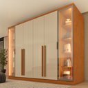 Ver imagem 5 de Guarda-Roupa Casal Portugal 6 Portas 2 Reflectas com LED 8 Gavetas Puxador MDF 270cm Yescasa
