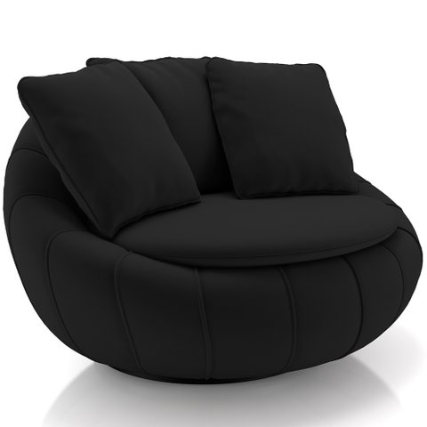 Poltrona para Sala de Estar Decorativa Giratória Kira M03 Veludo Preto - Lyam Decor