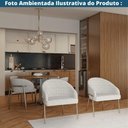 Ver imagem 5 de Poltrona Inhotim Fratini Assento e Encosto Revestidos em Linho Rústico Claro Base Aço Champagne