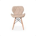 Ver imagem 3 de Kit 14 Cadeiras de Jantar Charles Eames Slim Wood Estofada - Nude