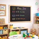 Ver imagem 2 de Lousa Quadro Negro Grande 40x60cm Escolar Liso Madeira Mural Recados Cardapio de Parede MDF Estudo a
