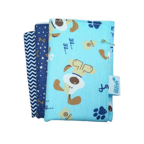 Toalha de Boca 3 Pçs Azul 25 X 25 Cm - Lilifish Baby & Kids